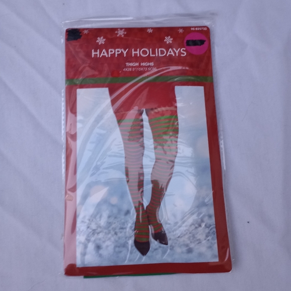 Red and Green Thigh Highs Party Themed Festival Cosplay Christmas Holiday Fun - Picture 3 of 9
